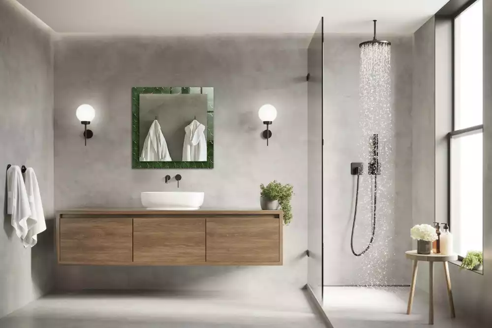 Miroir avec imprimé décoratif rectangulaire Motif feuilles vertes