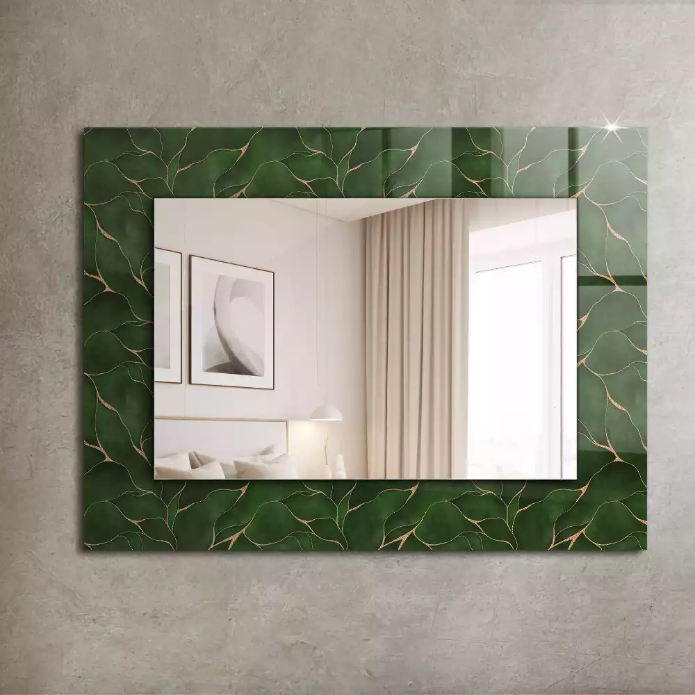 Miroir avec imprimé décoratif rectangulaire Motif feuilles vertes