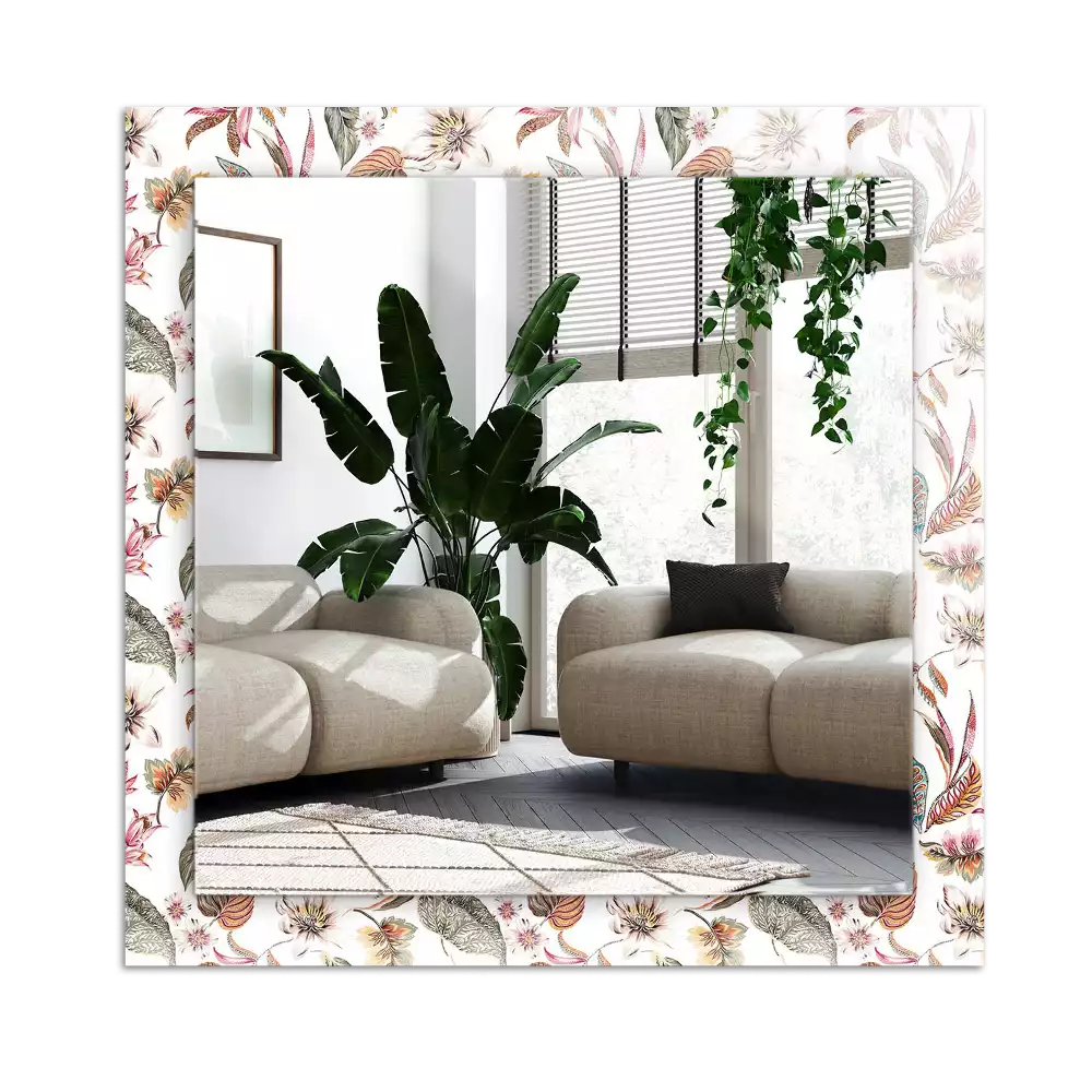 Miroir décoratif rectangulaire Fleurs et feuilles