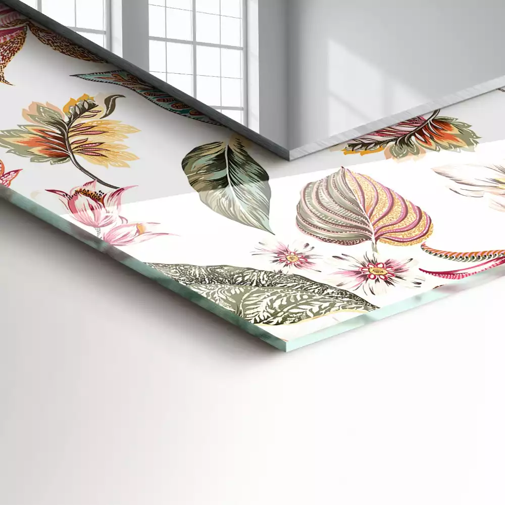 Miroir décoratif rectangulaire Fleurs et feuilles