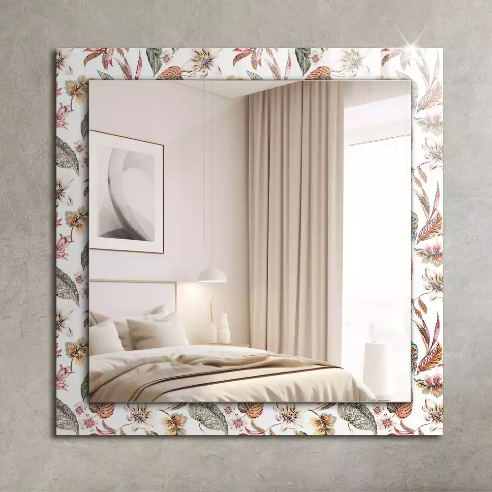Miroir décoratif rectangulaire Fleurs et feuilles