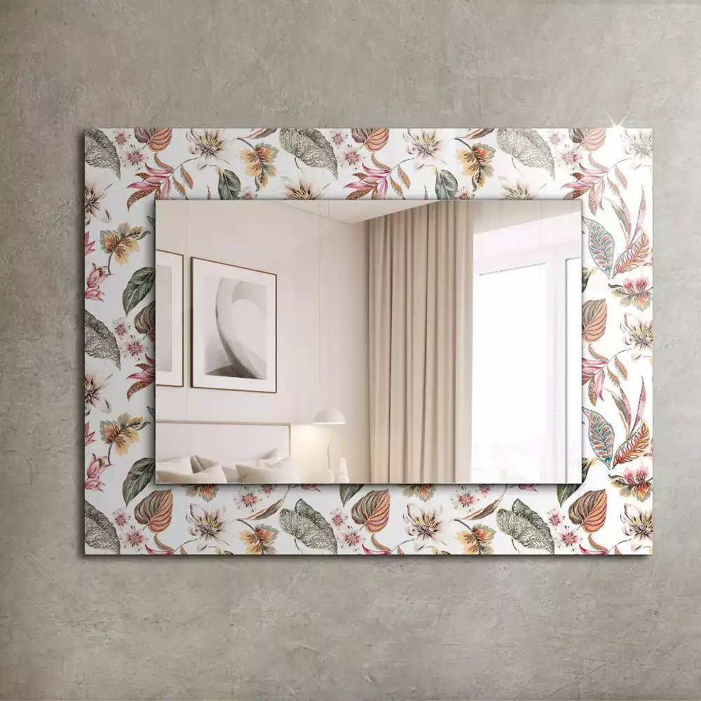 Miroir décoratif rectangulaire Fleurs et feuilles