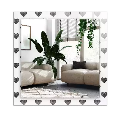 Miroir avec imprimé rectangulaire Motif cœurs noirs