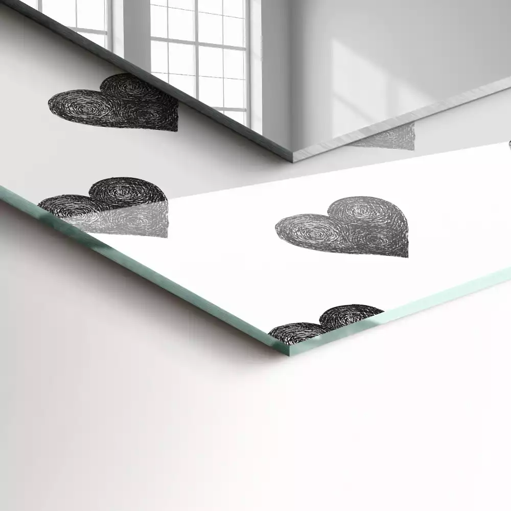 Miroir avec imprimé rectangulaire Motif cœurs noirs