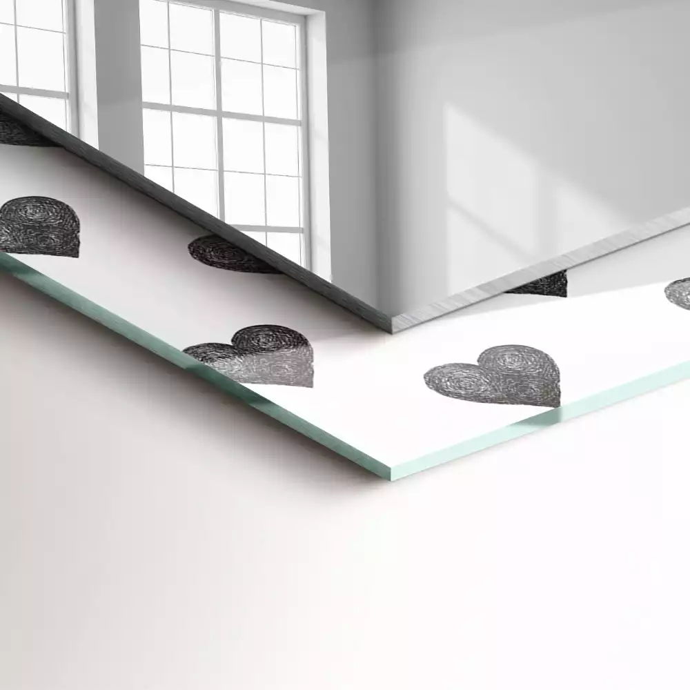 Miroir avec imprimé rectangulaire Motif cœurs noirs