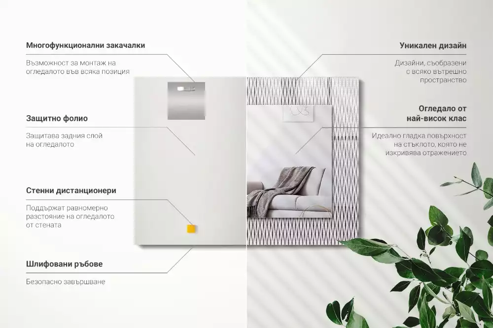 Miroir décoratif rectangulaire Motif tissu textile