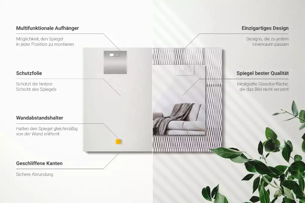 Miroir décoratif rectangulaire Motif tissu textile