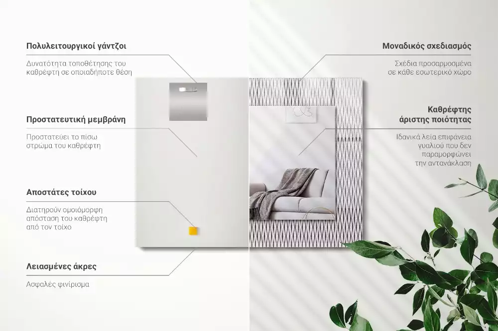 Miroir décoratif rectangulaire Motif tissu textile