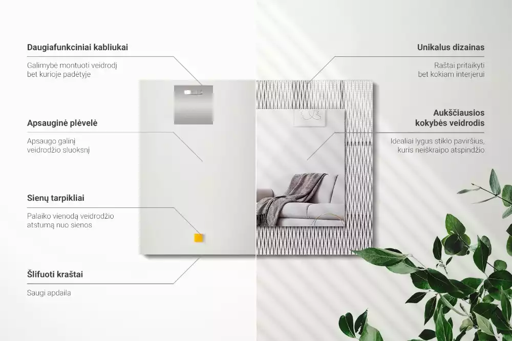 Miroir décoratif rectangulaire Motif tissu textile