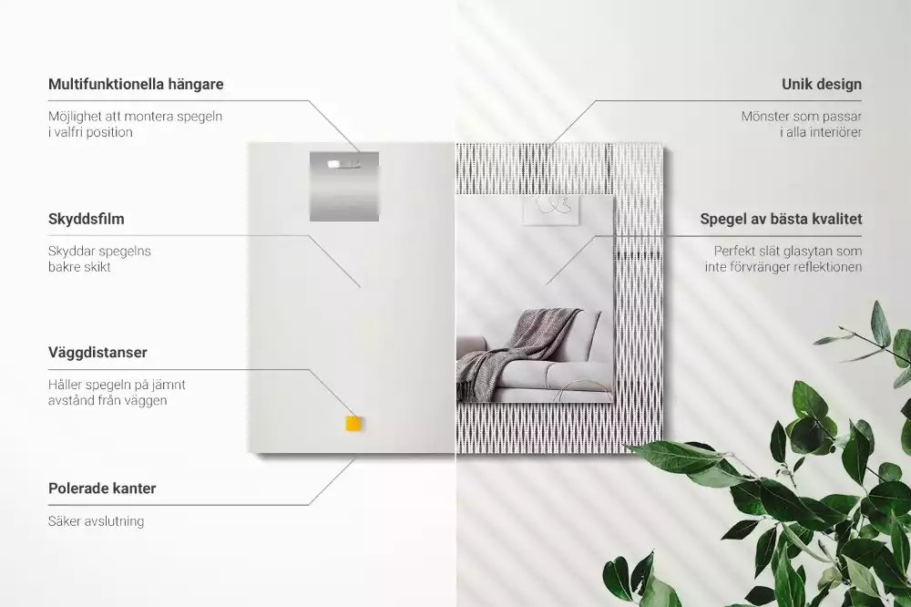 Miroir décoratif rectangulaire Motif tissu textile