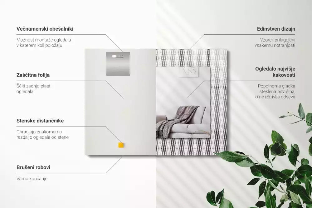 Miroir décoratif rectangulaire Motif tissu textile