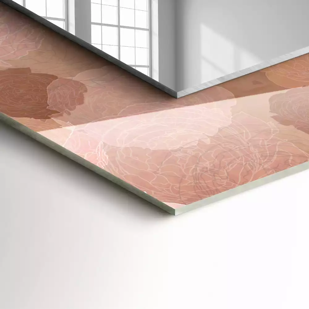 Miroir avec imprimé rectangulaire Fleurs pivoines