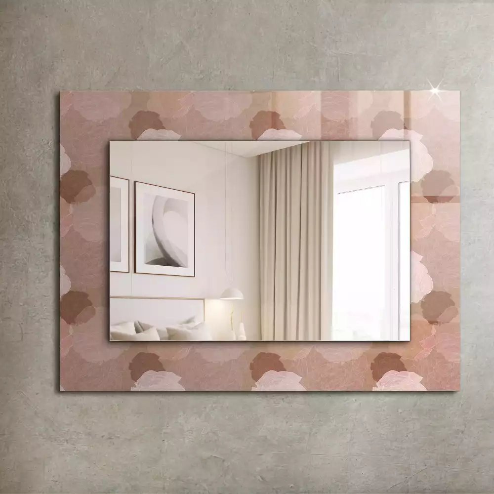 Miroir avec imprimé rectangulaire Fleurs pivoines