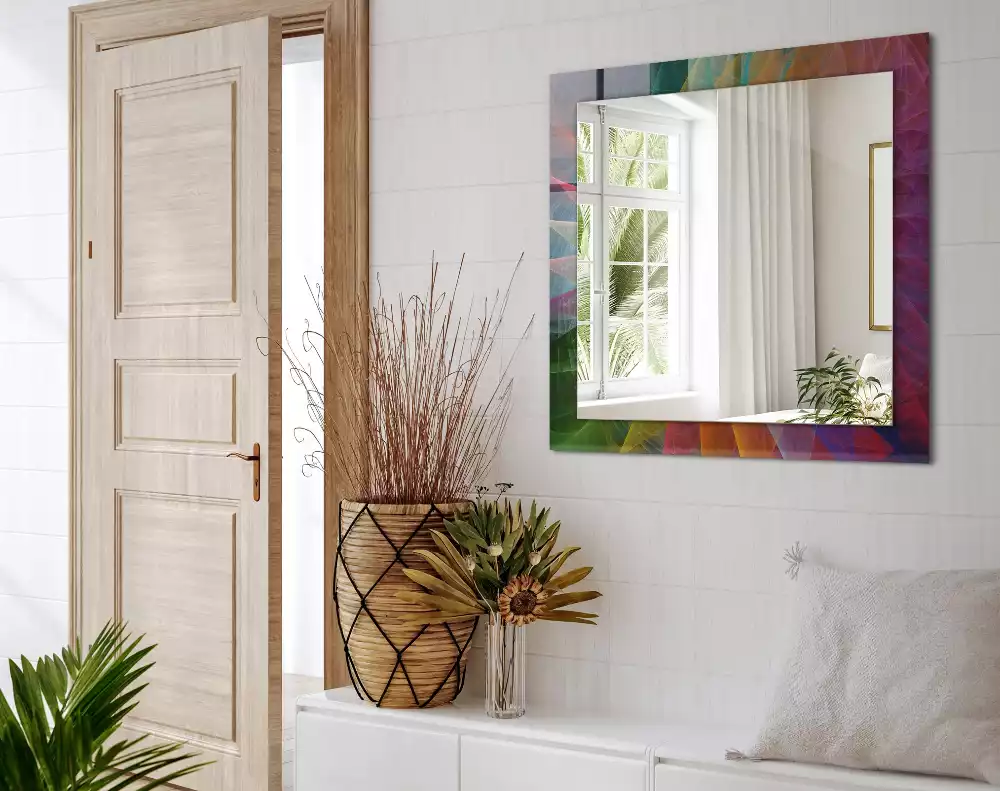 Miroir avec imprimé décoratif rectangulaire Spirale abstraite colorée