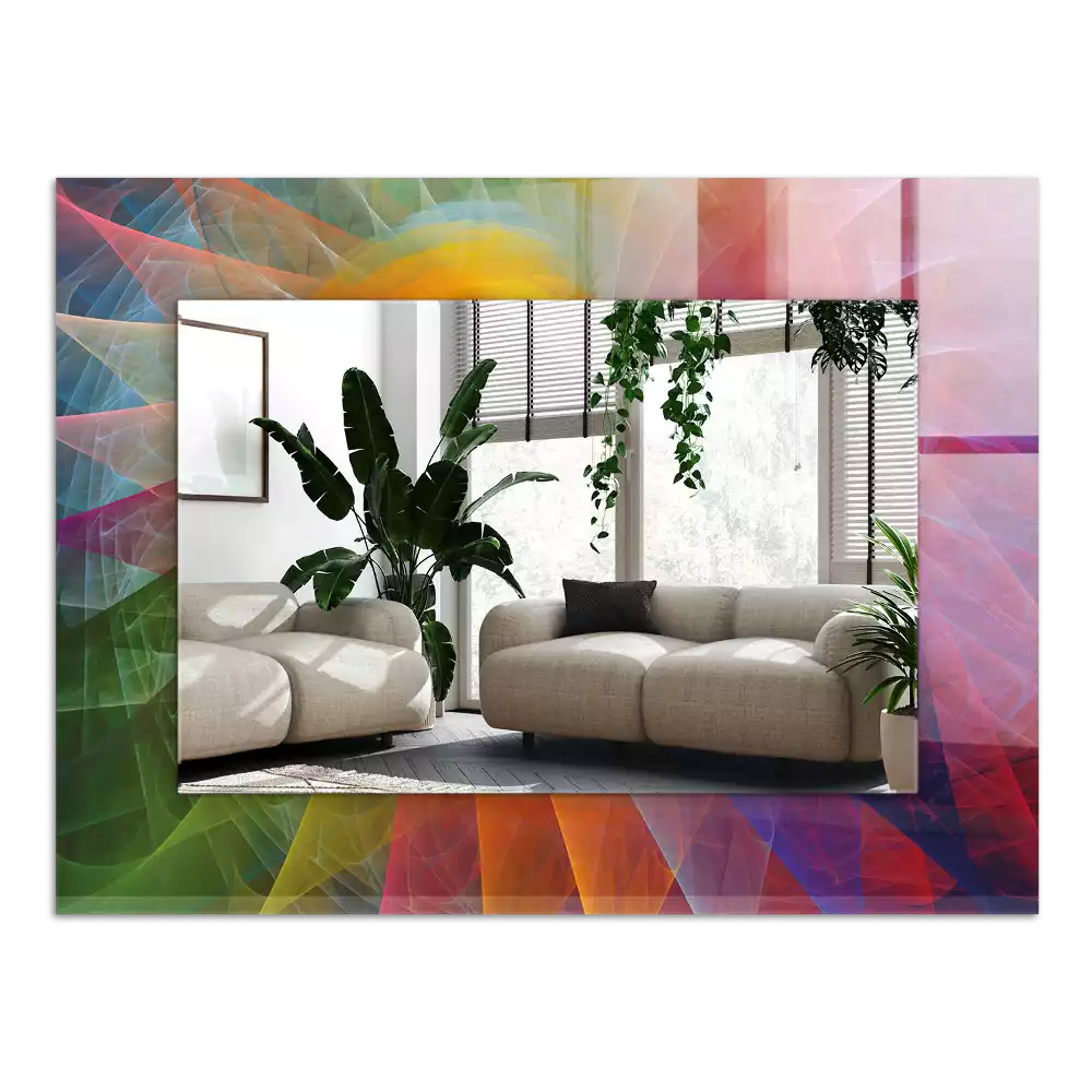 Miroir avec imprimé décoratif rectangulaire Spirale abstraite colorée