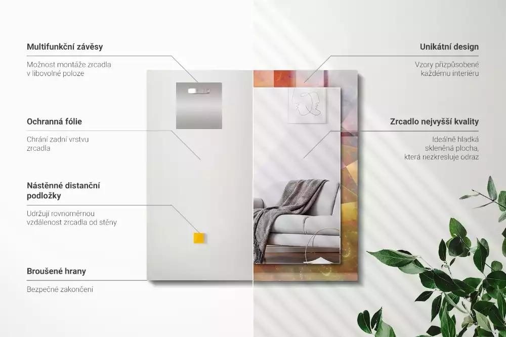 Miroir décoratif rectangulaire Spirale fractale colorée