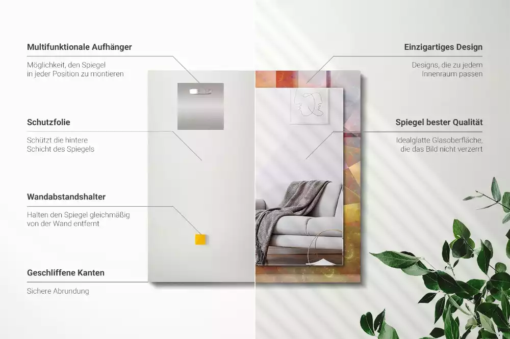 Miroir décoratif rectangulaire Spirale fractale colorée