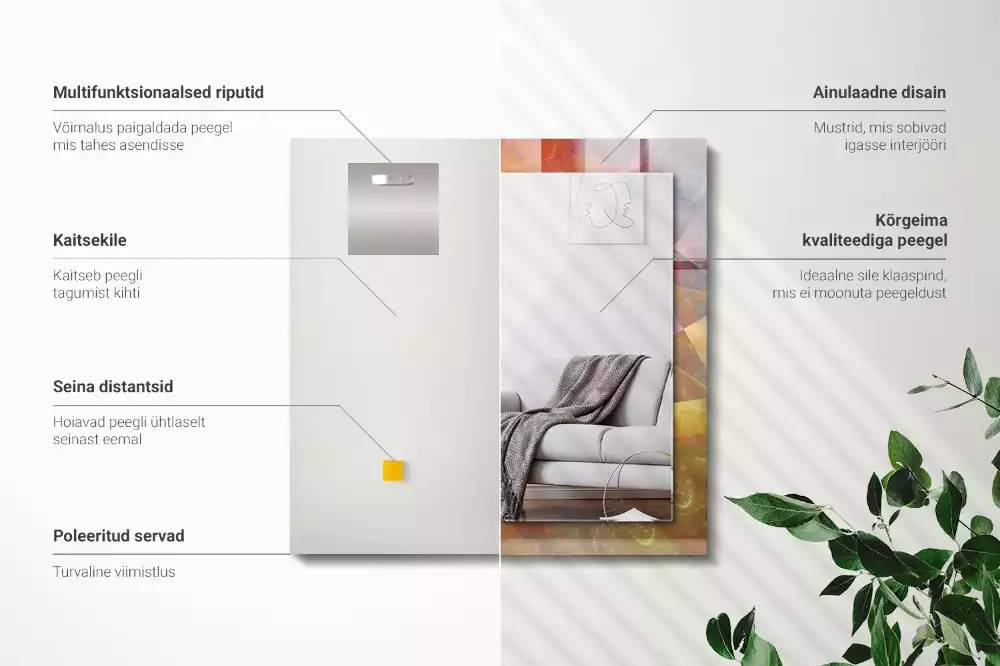 Miroir décoratif rectangulaire Spirale fractale colorée