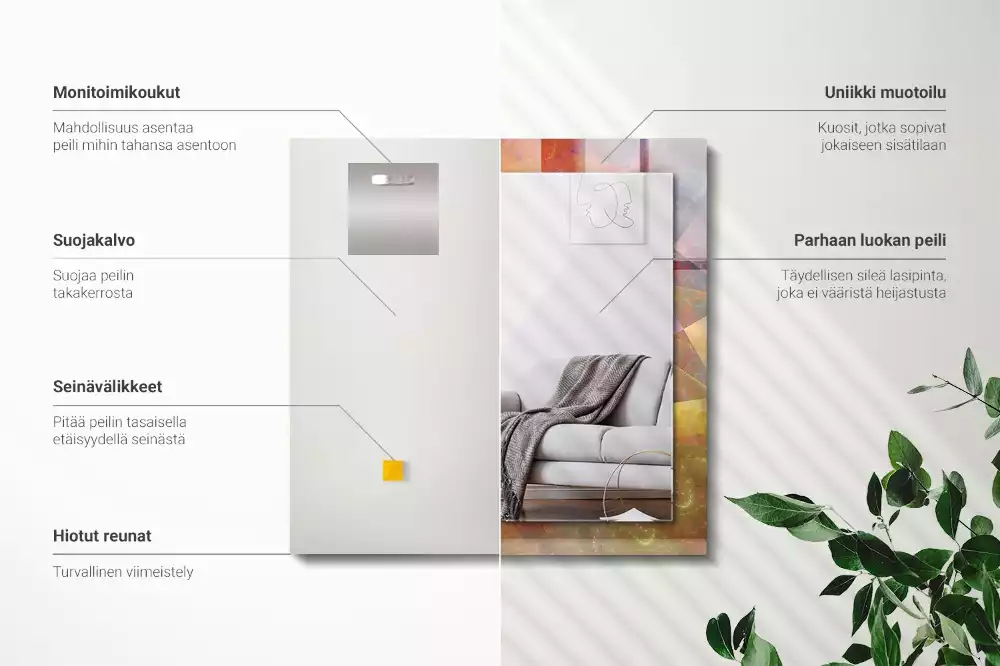 Miroir décoratif rectangulaire Spirale fractale colorée