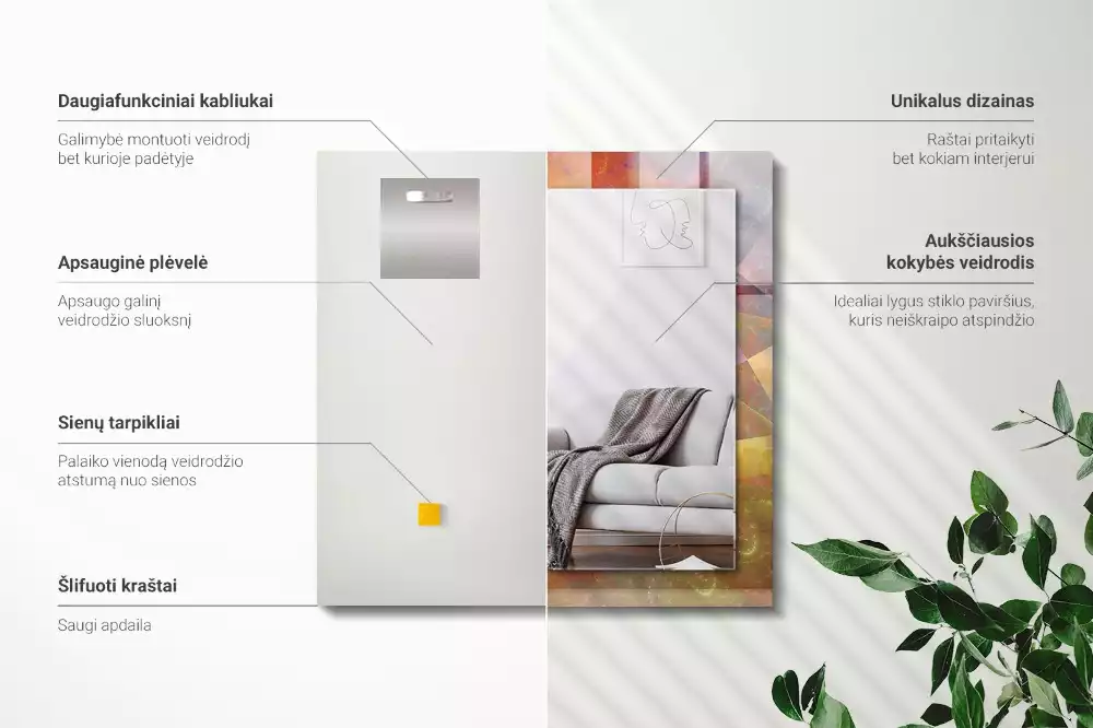 Miroir décoratif rectangulaire Spirale fractale colorée