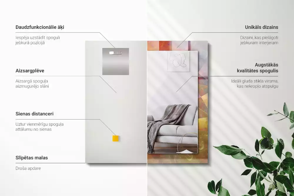 Miroir décoratif rectangulaire Spirale fractale colorée