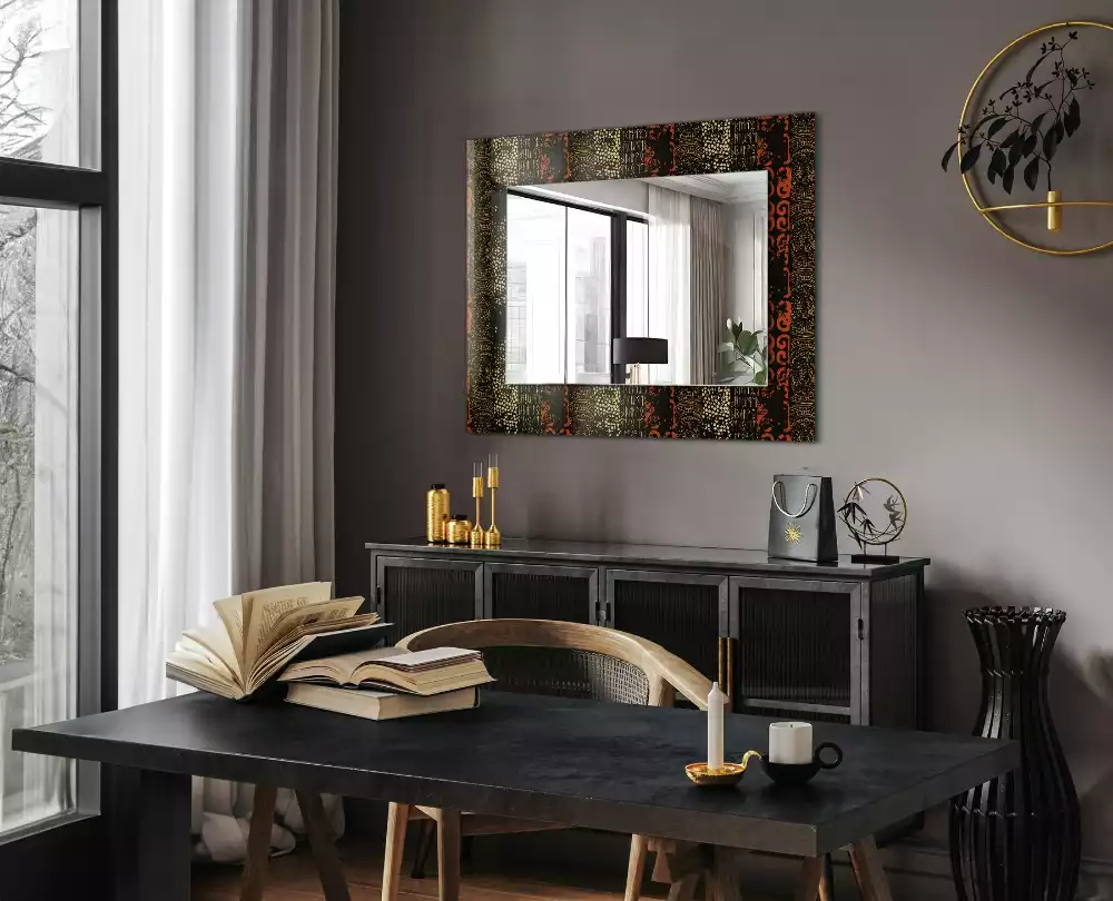 Miroir avec imprimé rectangulaire Motif ethnique ornement