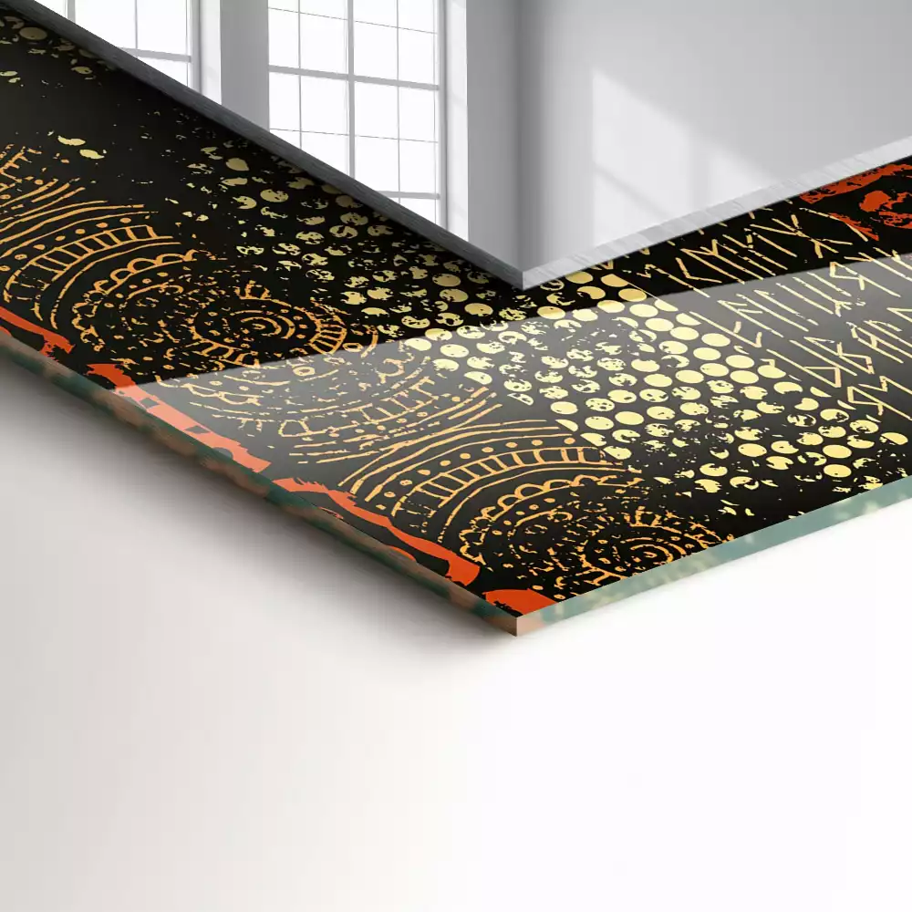 Miroir avec imprimé rectangulaire Motif ethnique ornement