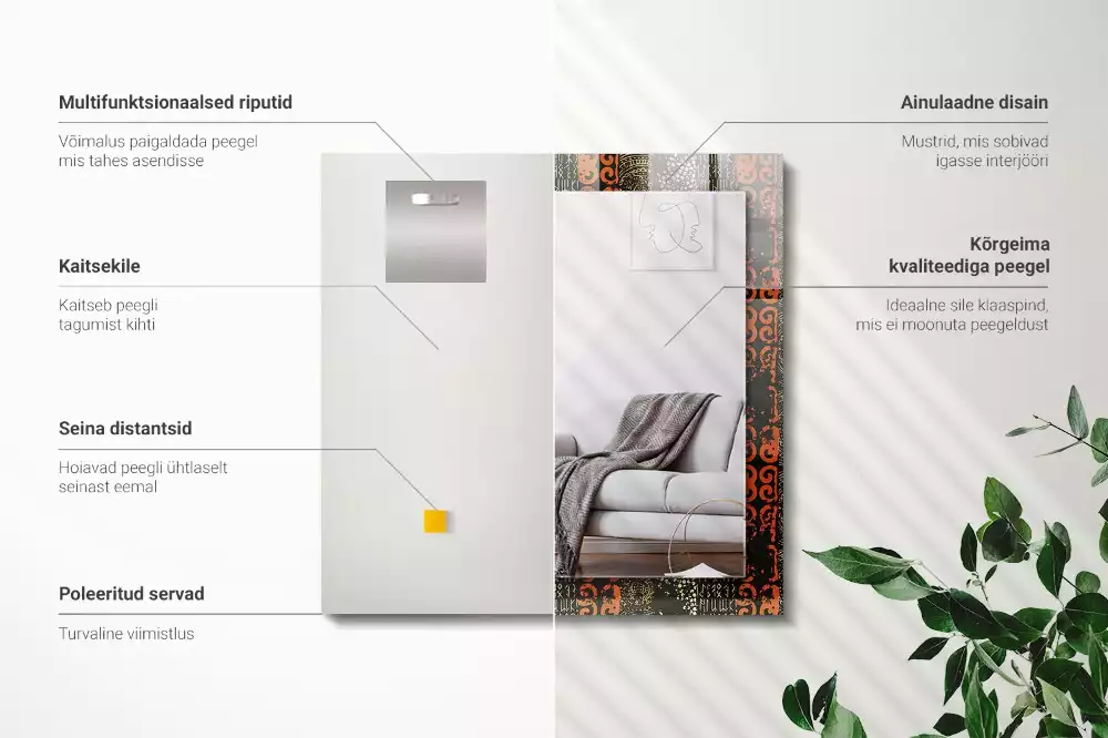 Miroir avec imprimé rectangulaire Motif ethnique ornement