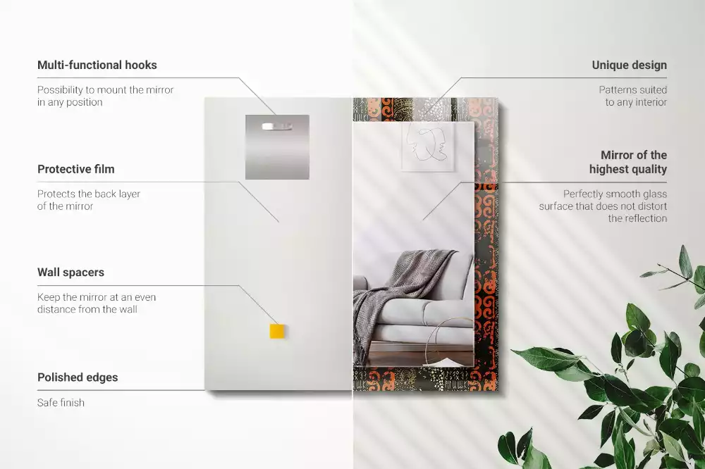 Miroir avec imprimé rectangulaire Motif ethnique ornement