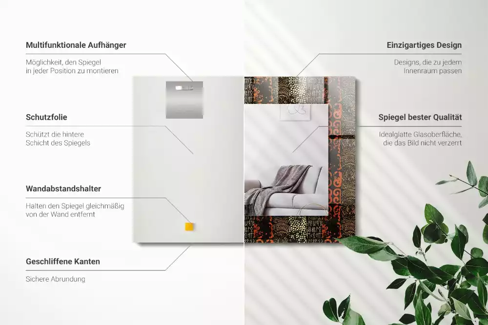 Miroir avec imprimé rectangulaire Motif ethnique ornement