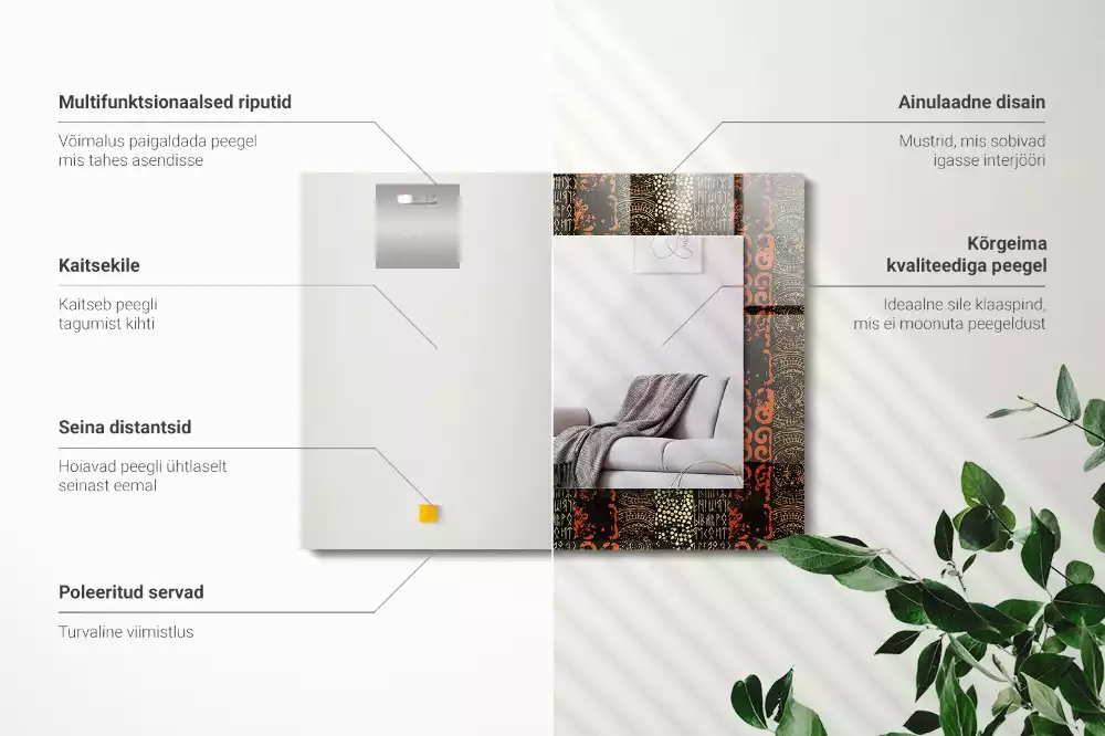 Miroir avec imprimé rectangulaire Motif ethnique ornement