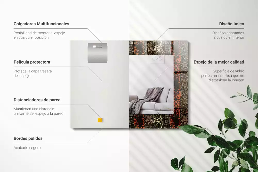 Miroir avec imprimé rectangulaire Motif ethnique ornement