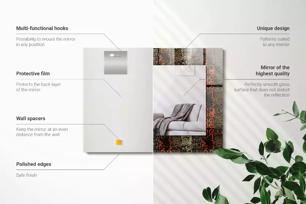 Miroir avec imprimé rectangulaire Motif ethnique ornement