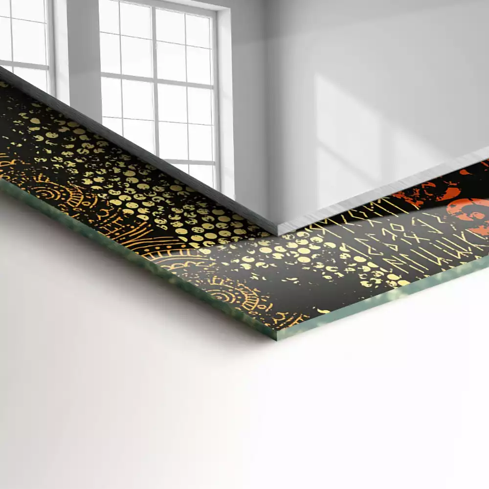 Miroir avec imprimé rectangulaire Motif ethnique ornement