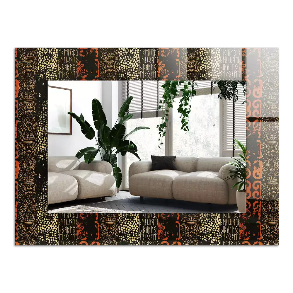 Miroir avec imprimé rectangulaire Motif ethnique ornement