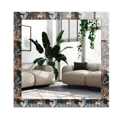 Miroir avec imprimé décoratif rectangulaire Fleurs et feuilles
