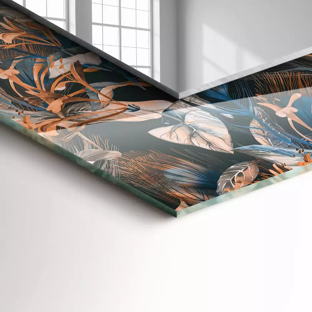 Miroir avec imprimé décoratif rectangulaire Fleurs et feuilles