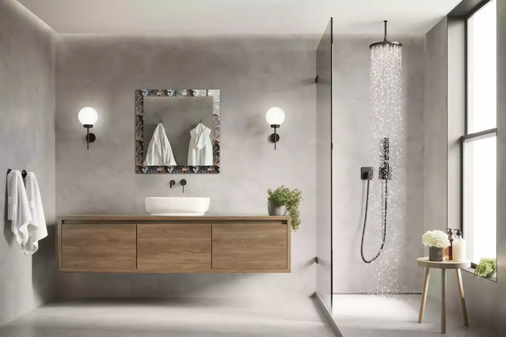 Miroir avec imprimé décoratif rectangulaire Fleurs et feuilles