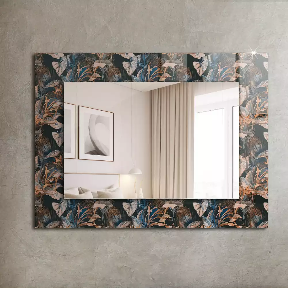 Miroir avec imprimé décoratif rectangulaire Fleurs et feuilles