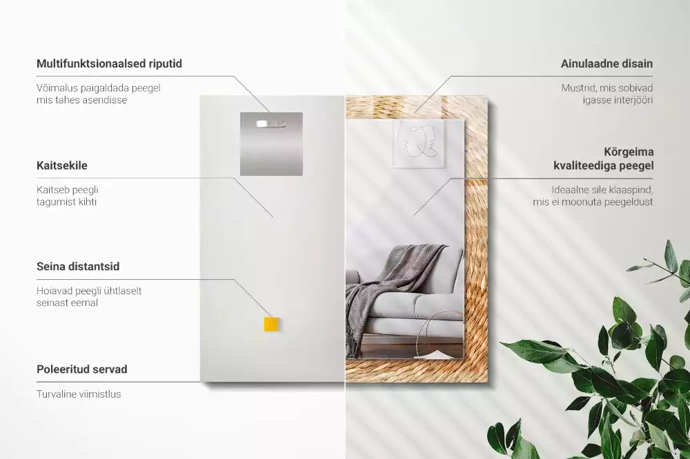 Miroir décoratif rectangulaire Tressage d’osier