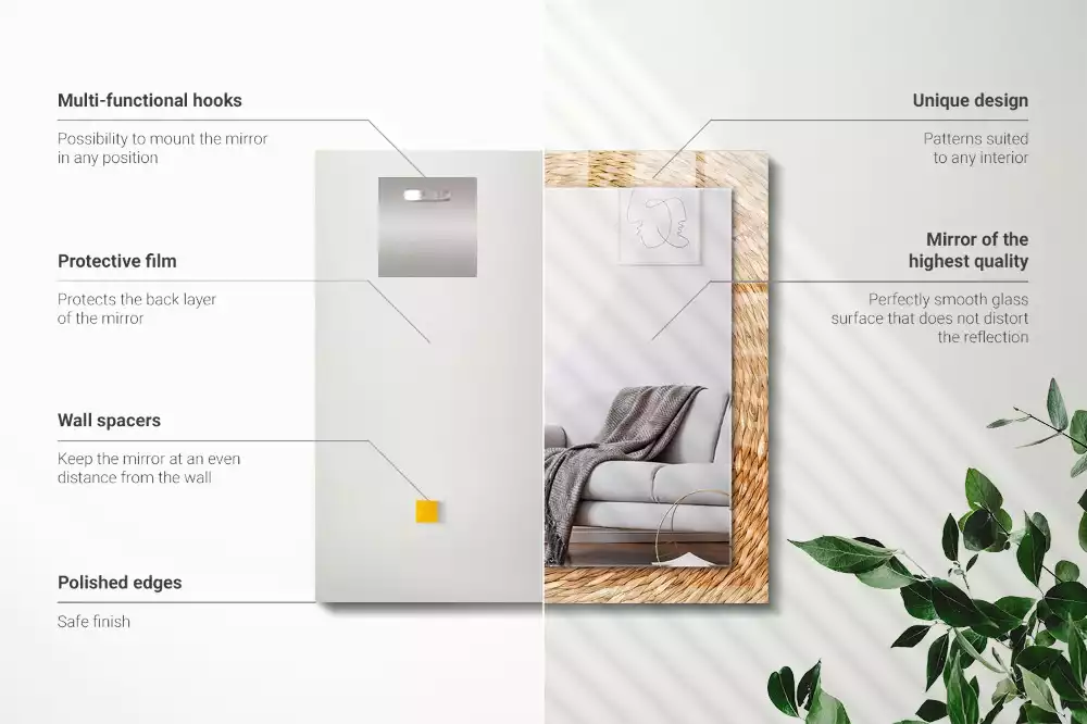 Miroir décoratif rectangulaire Tressage d’osier