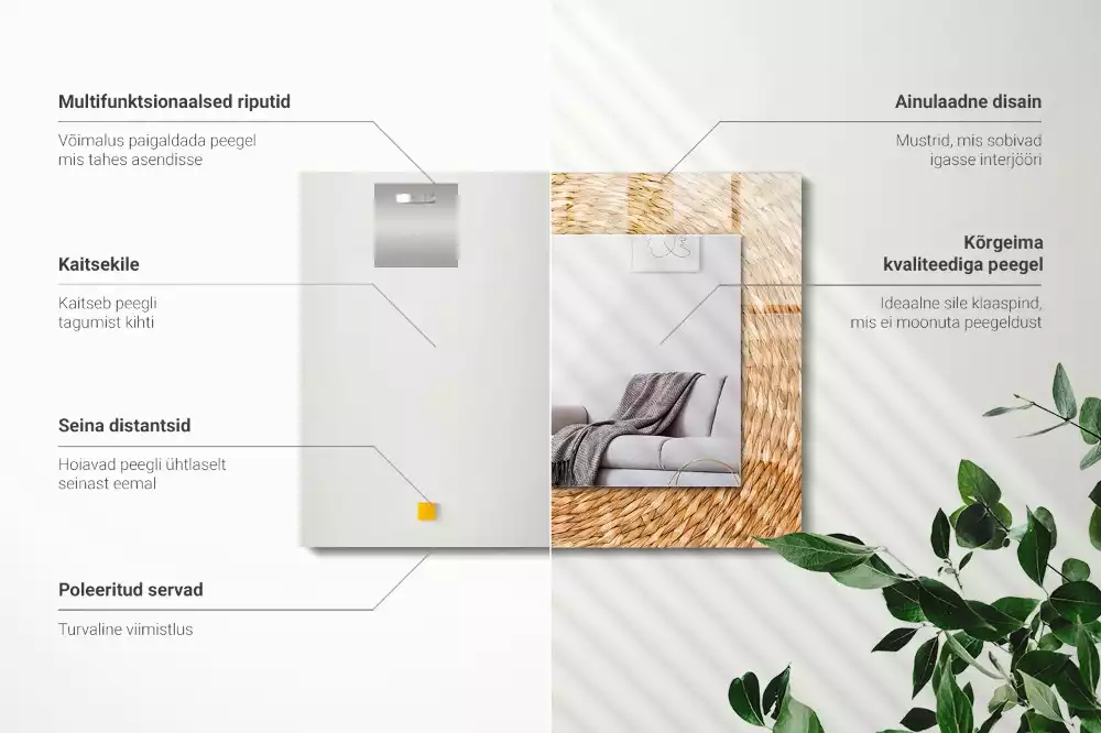 Miroir décoratif rectangulaire Tressage d’osier