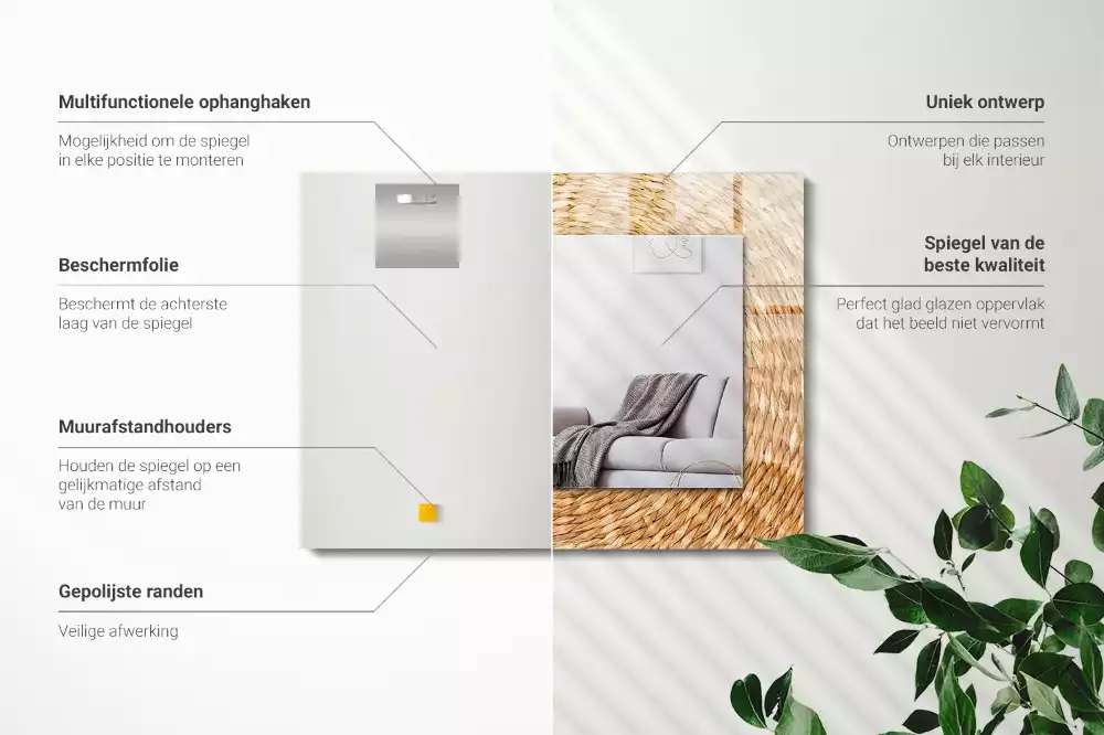 Miroir décoratif rectangulaire Tressage d’osier