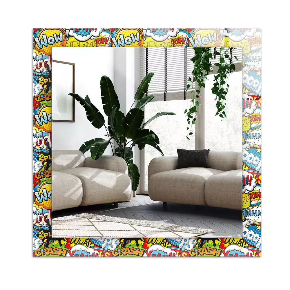 Miroir avec imprimé rectangulaire Bulles BD colorées