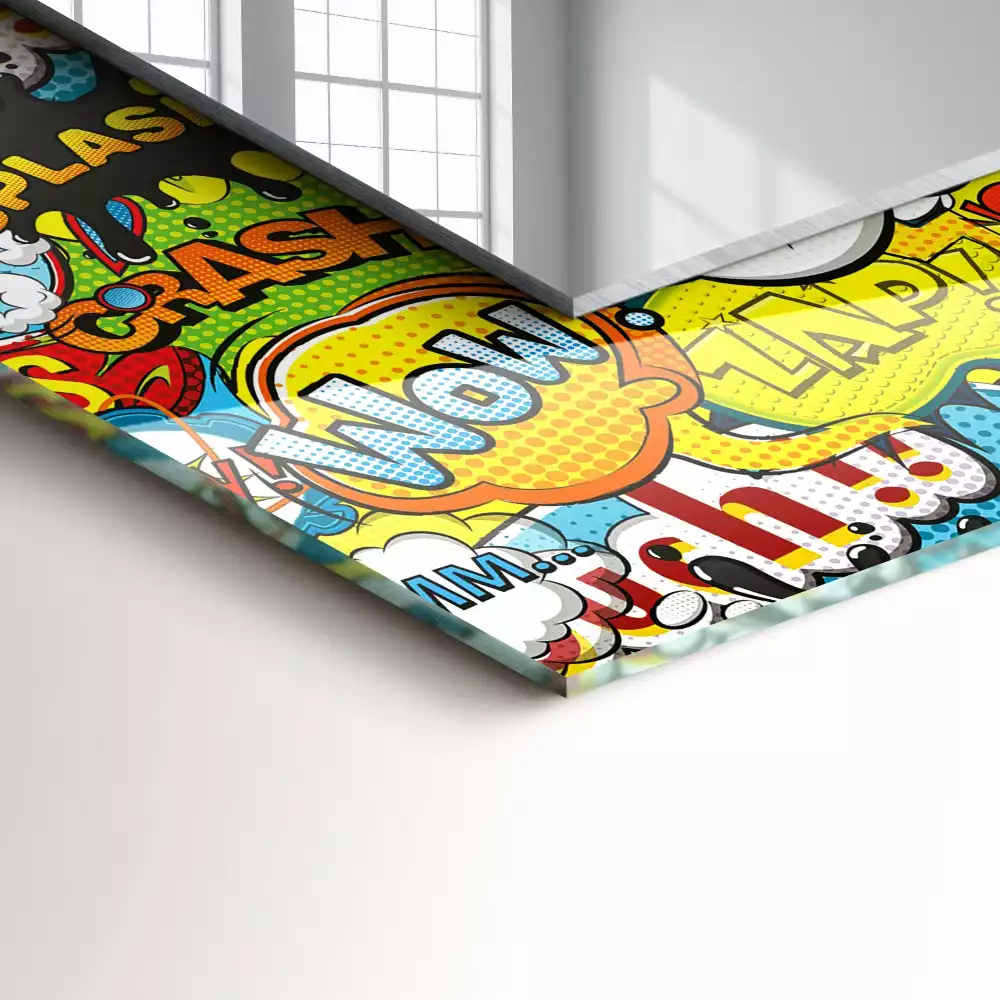 Miroir avec imprimé rectangulaire Bulles BD colorées
