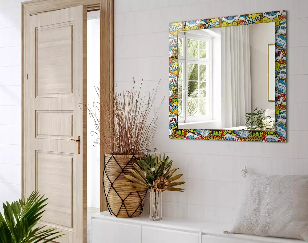 Miroir avec imprimé rectangulaire Bulles BD colorées