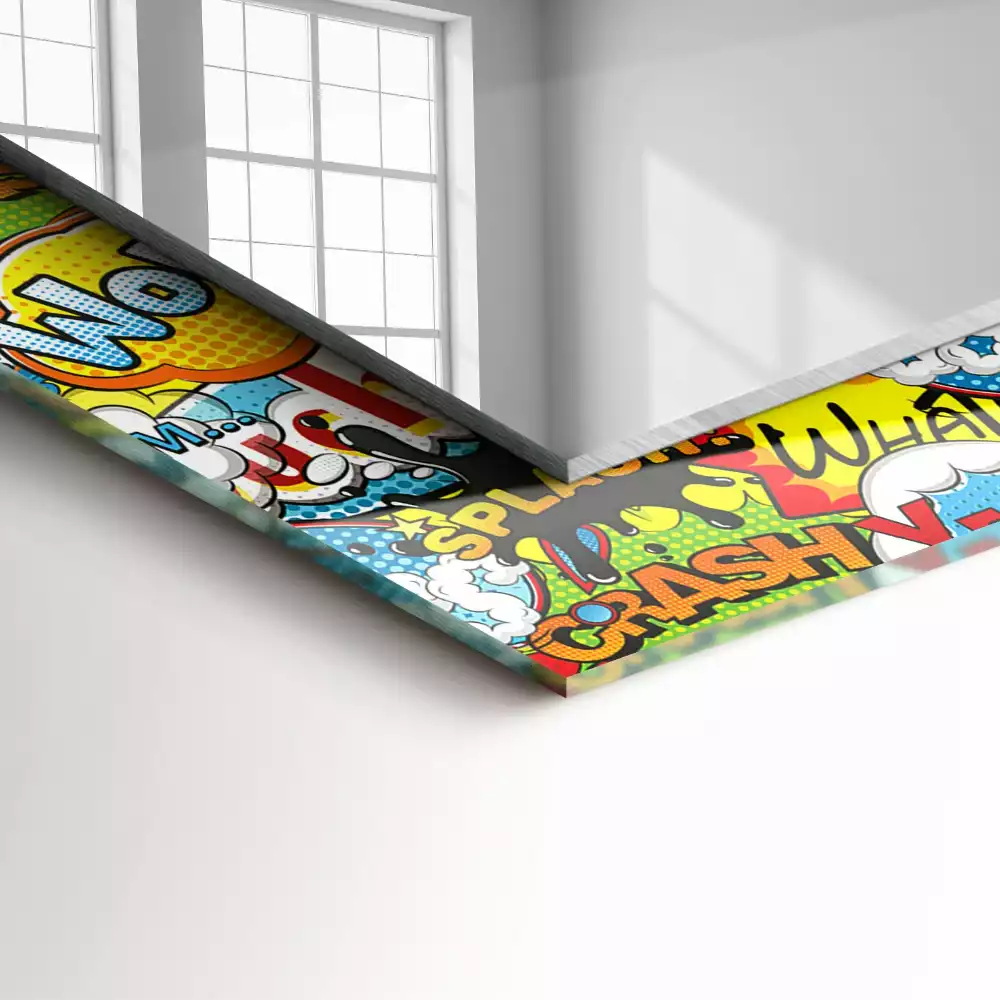 Miroir avec imprimé rectangulaire Bulles BD colorées