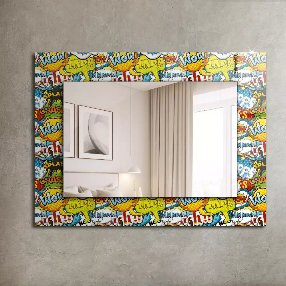 Miroir avec imprimé rectangulaire Bulles BD colorées