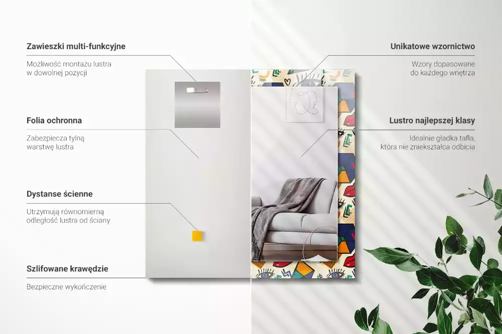 Miroir décoratif rectangulaire Yeux bouches formes