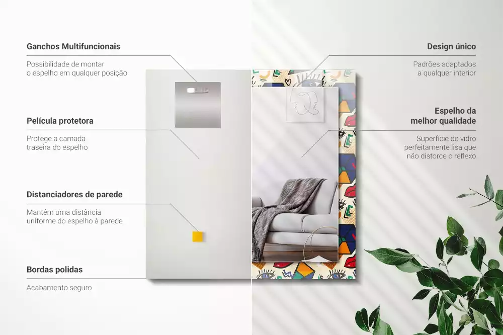 Miroir décoratif rectangulaire Yeux bouches formes